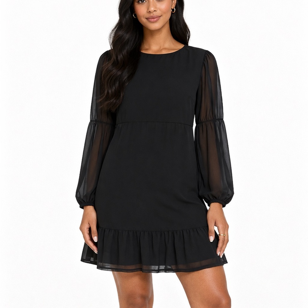 H&M Black OPEN-BACKED CHIFFON DRESS